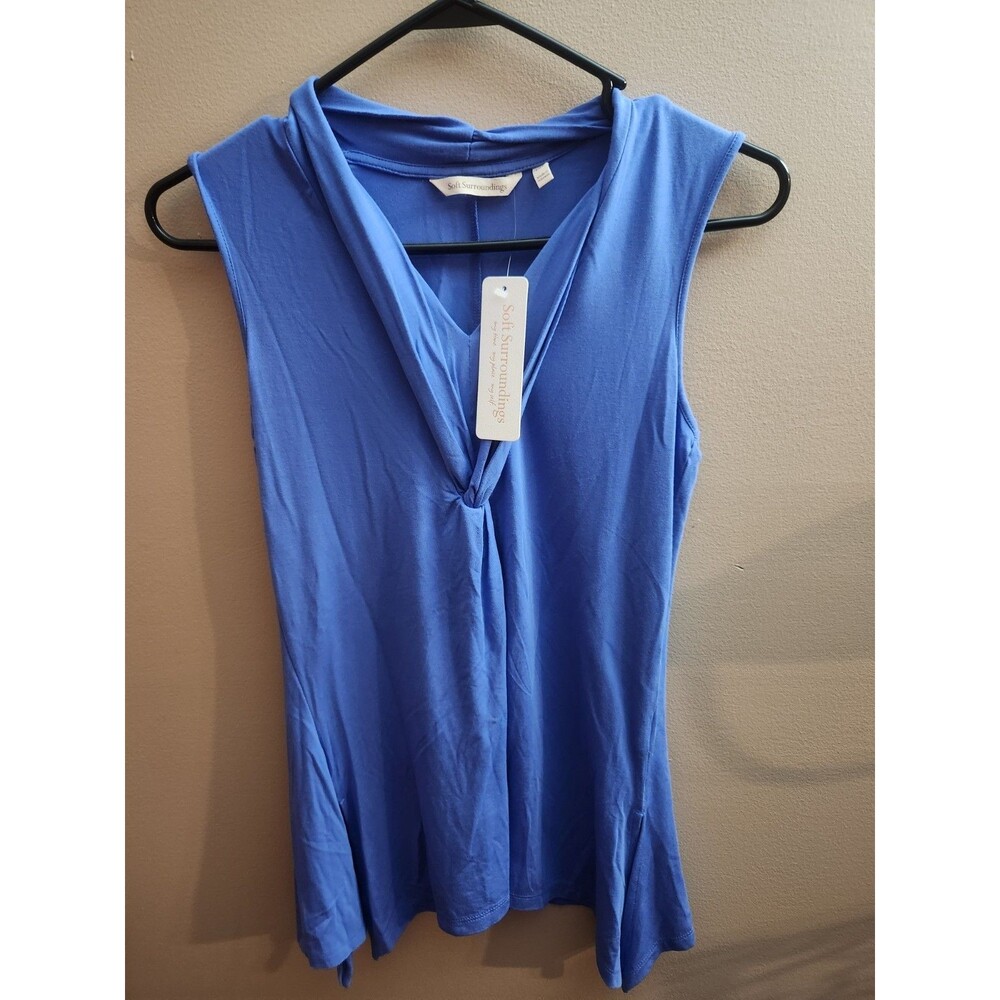 Soft Surroundings Cybele Tunic Tank Top Amparo Blue Size PXS 2/4 NWT V Neck